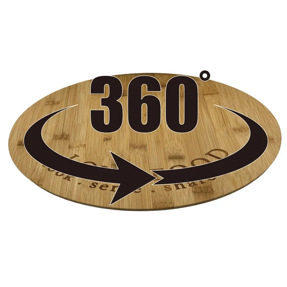 Rotating Bamboo Charcuterie Board, 13.75" Round Lazy Susan Cheese & Appetizer Platter – Love Food Engraved