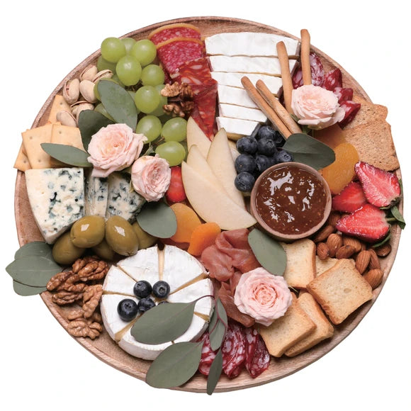 Rotating Bamboo Charcuterie Board, 13.75" Round Lazy Susan Cheese & Appetizer Platter – Love Food Engraved
