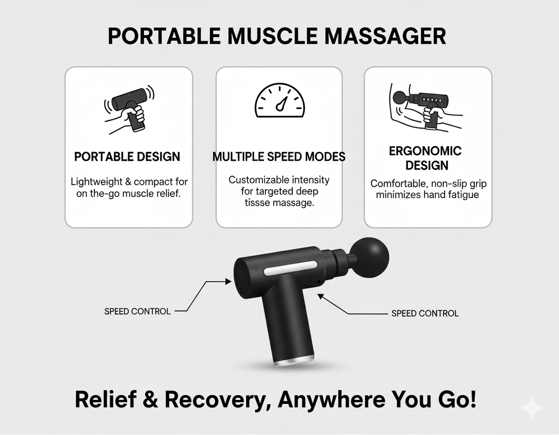 Portable Muscle Massager – Black