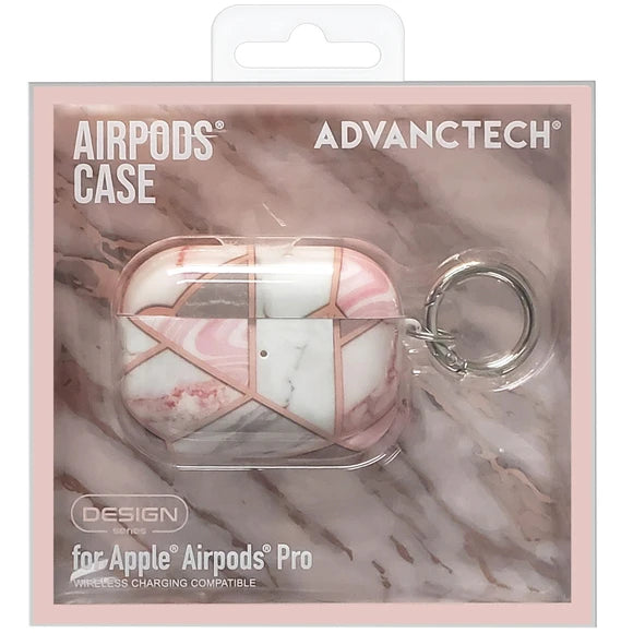 Hard Shell Case for AirPods Pro with Circle Clip/Keychain – Pink Stone (Fits AirPods Pro 1st & 2nd Gen)