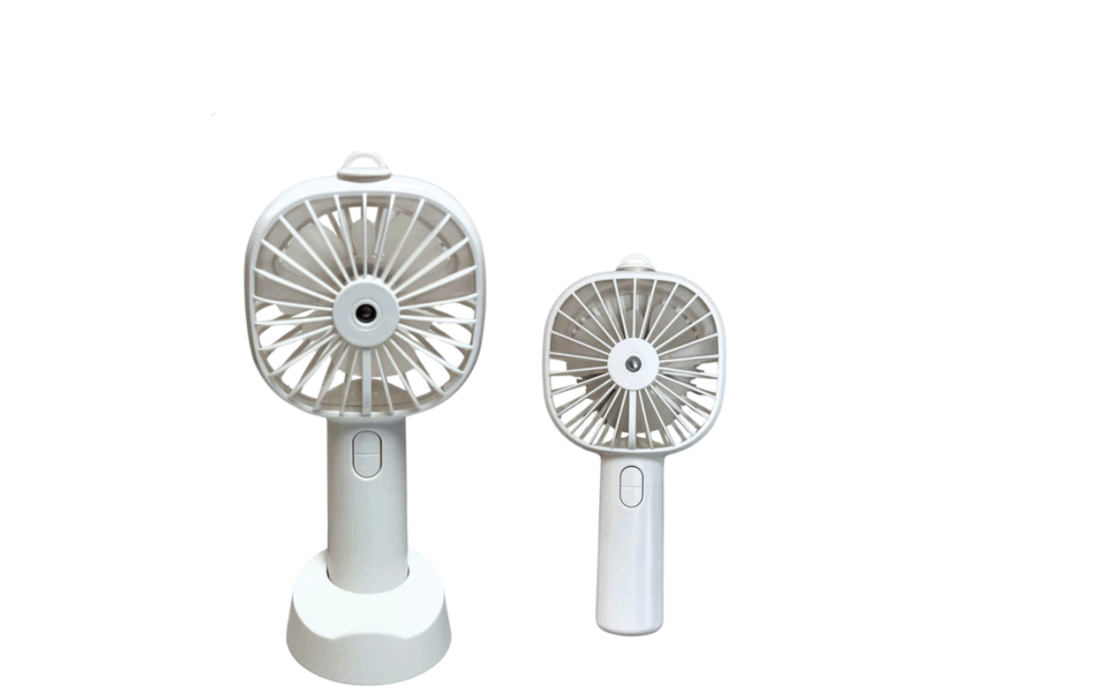 Portable Rechargeable Handheld Misting Fan – USB Rechargeable, Lightweight, Mini Personal Fan with Water Mist Spray – White