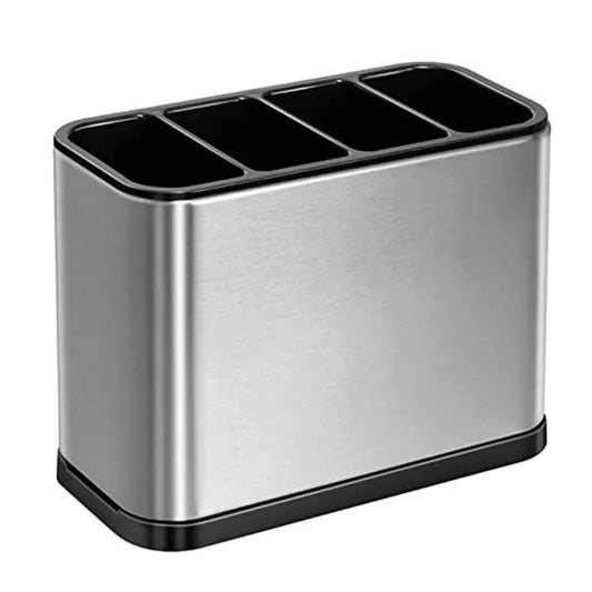 Stainless Steel Utensil Holder with Drain Holes – Cutlery Drainer/Knife & Spoon Organizer for Kitchen Counter or Sink