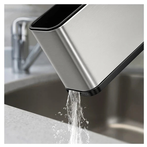 Stainless Steel Utensil Holder with Drain Holes – Cutlery Drainer/Knife & Spoon Organizer for Kitchen Counter or Sink