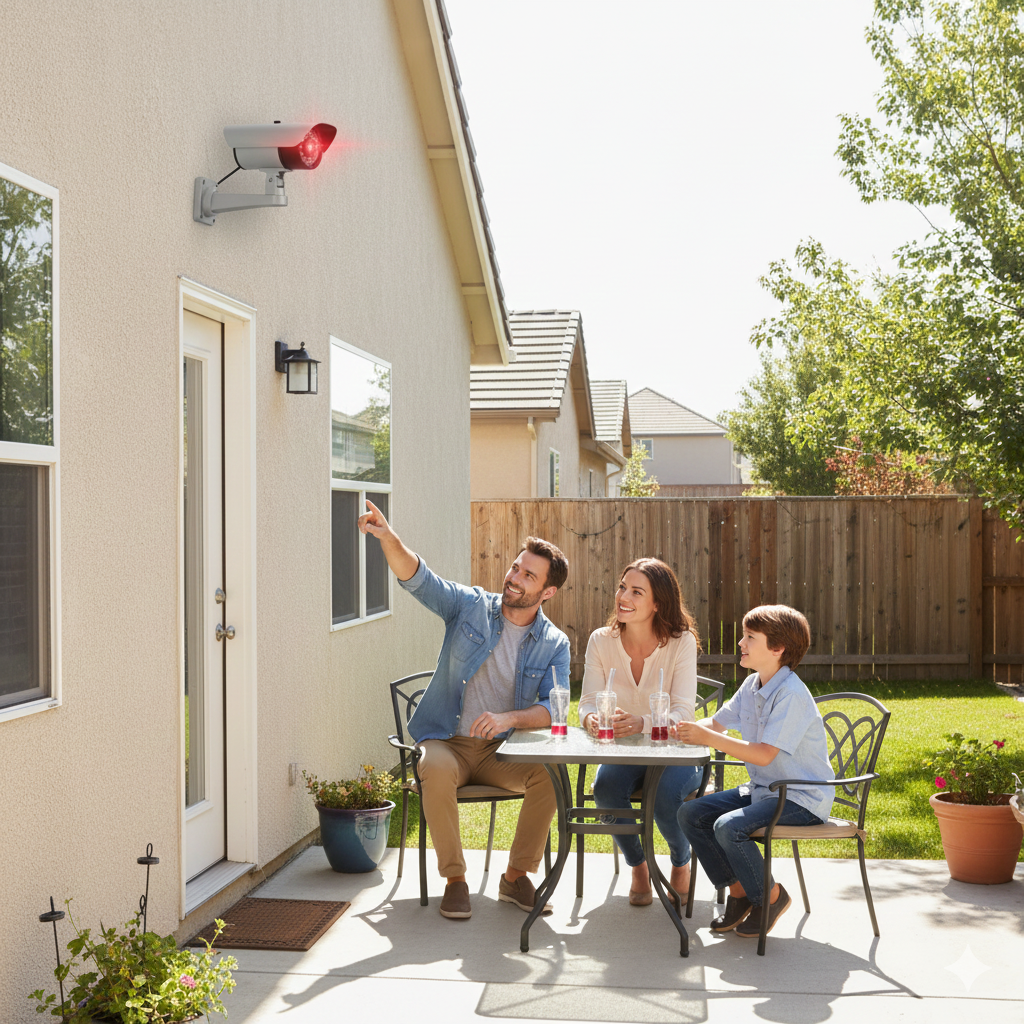 Realistic Dummy IR Security Camera with Flashing LED – Mountable Indoor/Outdoor Fake Surveillance Camera, Weather-Resistant Deterrent to Prevent Theft, Trespassers, Intruders & Unwanted Activity