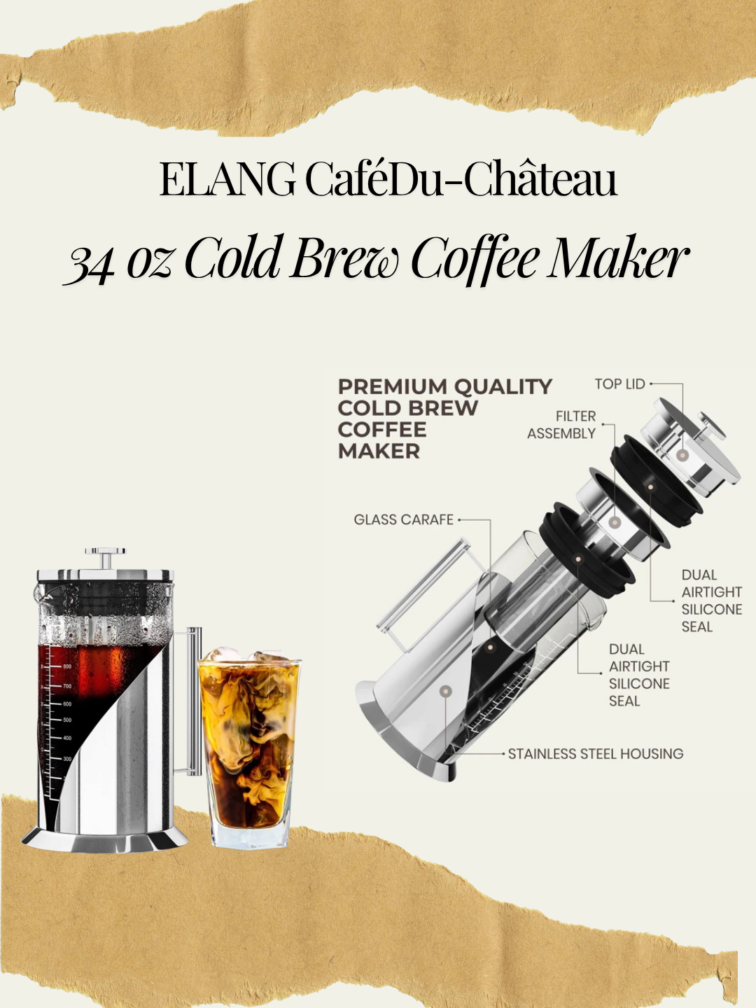 ELANG CaféDu-Château 34 oz Cold Brew Coffee Maker