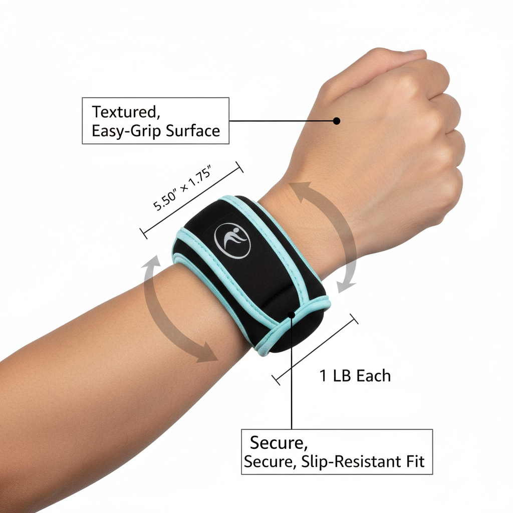 Walking Weights 2-Pack (1 lb Each) – Soft-Grip Hand Weights for Cardio, Power Walking & Toning