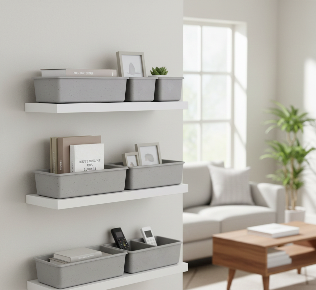 Kole Imports 6 Pack Multi-Purpose Shelf Organizers Assorted Size Non-Slip Office Kitchen