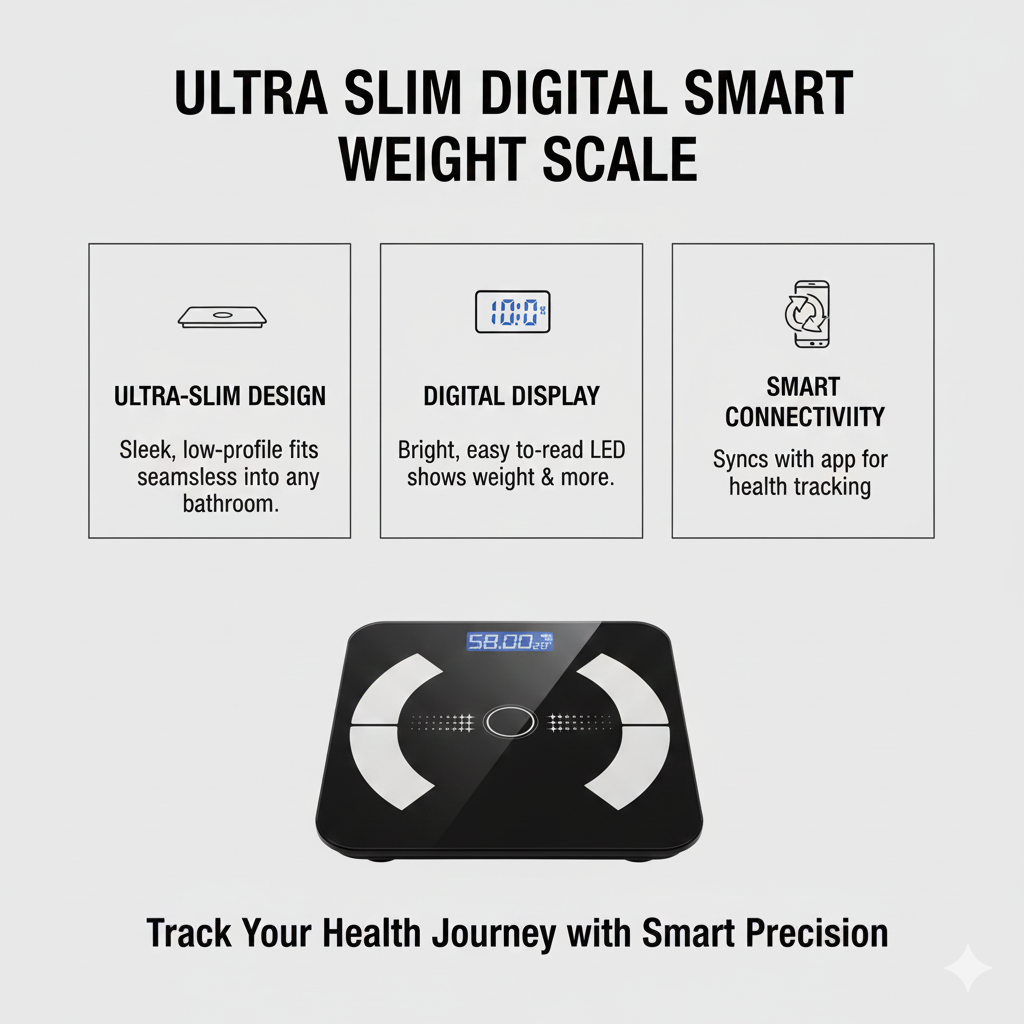 Ultra Slim Digital Smart Weight Scale – Black