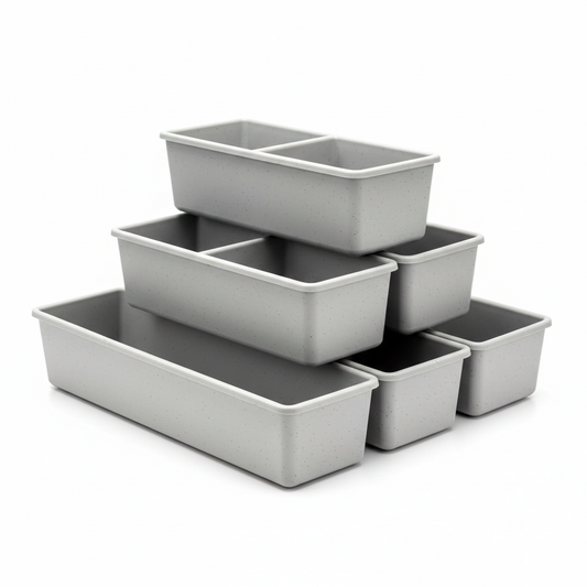 Kole Imports 6 Pack Multi-Purpose Shelf Organizers Assorted Size Non-Slip Office Kitchen