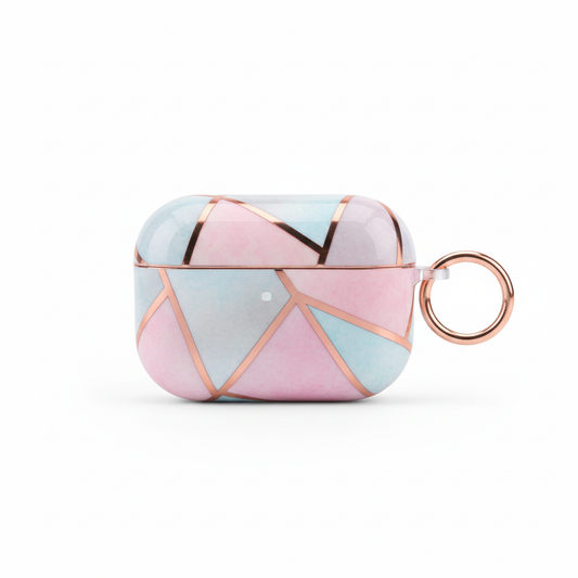 Hard Shell Case for AirPods Pro with Circle Clip/Keychain – Pink Stone (Fits AirPods Pro 1st & 2nd Gen)