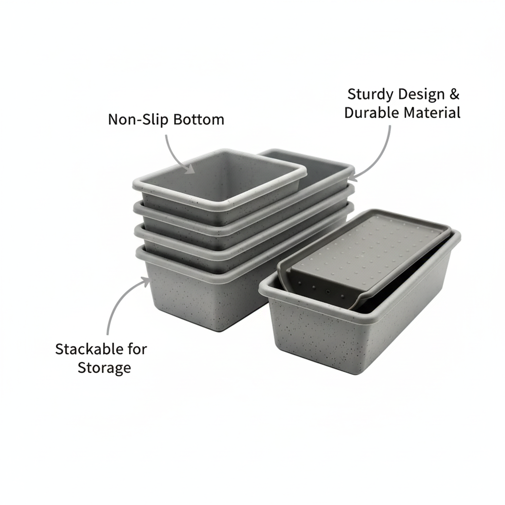 Kole Imports 6 Pack Multi-Purpose Shelf Organizers Assorted Size Non-Slip Office Kitchen