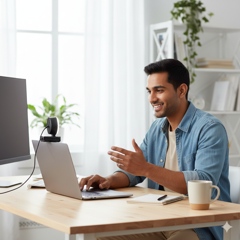 StreamLED HD USB Webcam with Adjustable LED Ring Light & Digital Mic – 720p Web Cam for Streaming, Zoom Meetings, Video Calls, Conferencing, Online Classes & Remote Work Setup