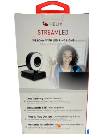StreamLED HD USB Webcam with Adjustable LED Ring Light & Digital Mic – 720p Web Cam for Streaming, Zoom Meetings, Video Calls, Conferencing, Online Classes & Remote Work Setup