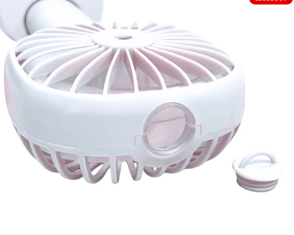 Portable Rechargeable Handheld Misting Fan – USB Rechargeable, Lightweight, Mini Personal Fan with Water Mist Spray – White