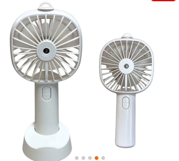 Portable Rechargeable Handheld Misting Fan – USB Rechargeable, Lightweight, Mini Personal Fan with Water Mist Spray – White