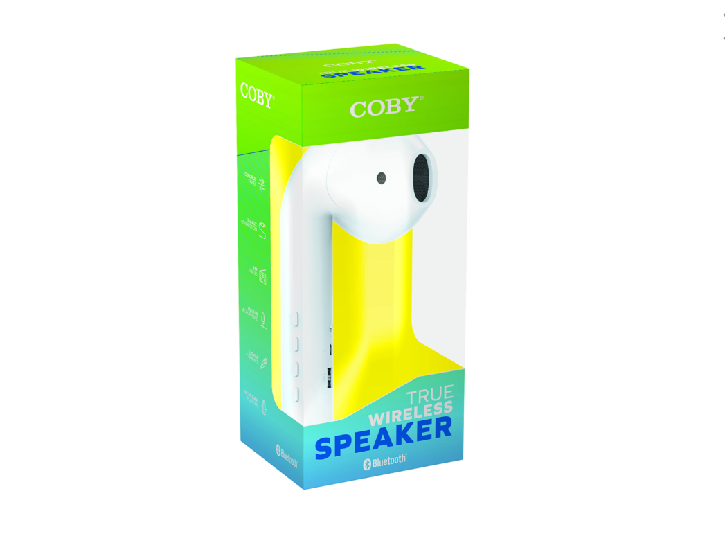 True Bluetooth Wireless Speakers - White, Pod-Style | Portable Rechargeable Speaker with FM Radio, AUX & Built-In Mic