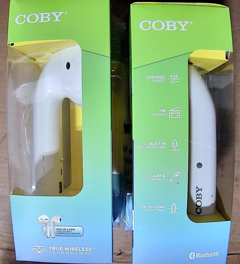 True Bluetooth Wireless Speakers - White, Pod-Style | Portable Rechargeable Speaker with FM Radio, AUX & Built-In Mic